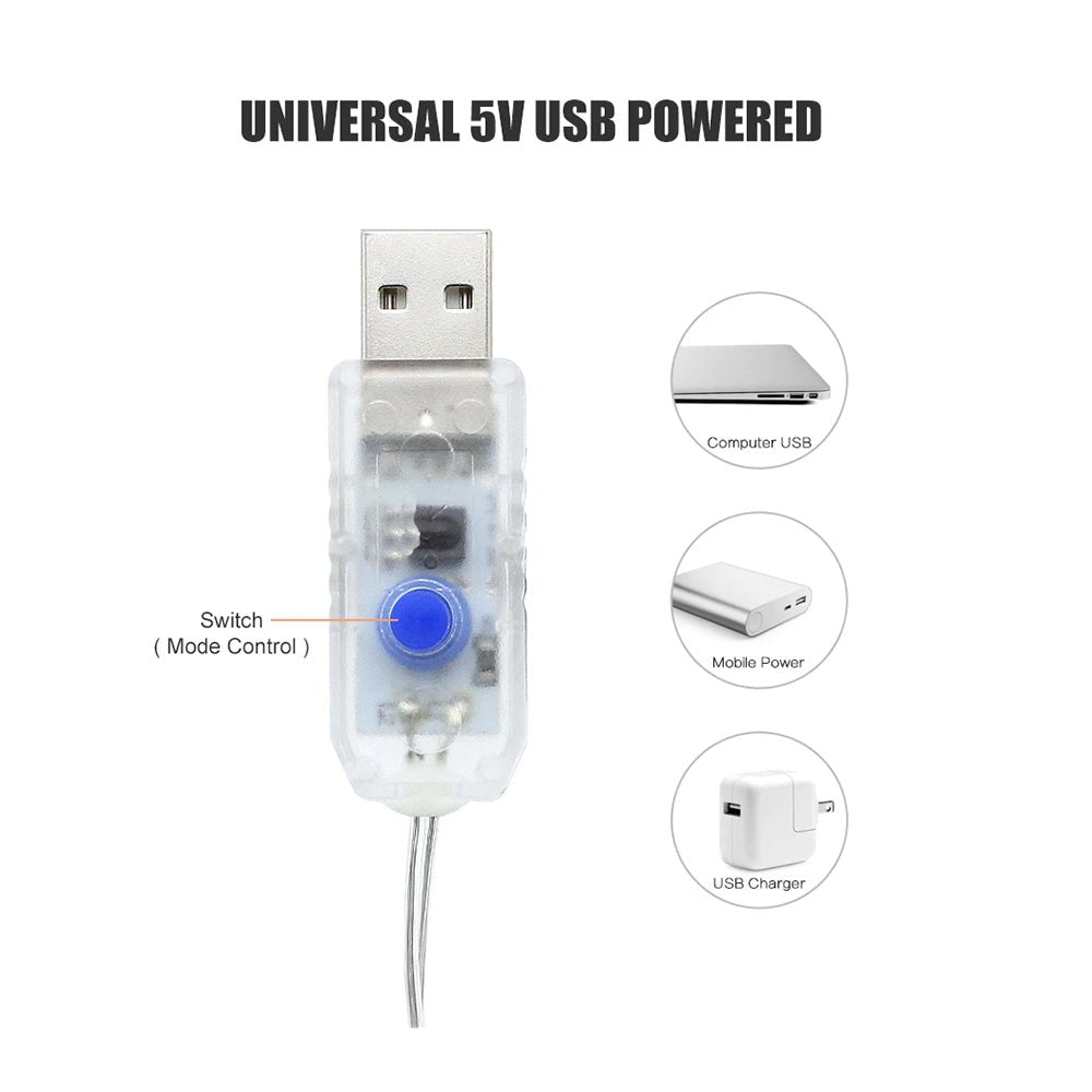 Kerst LED gordijn - Ultra dun - 3 x 3 meter - Warm wit - USB - Met controller