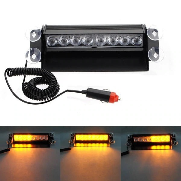 ORANJE Dashboard flitser - 8 LED - zuignap bevestiging