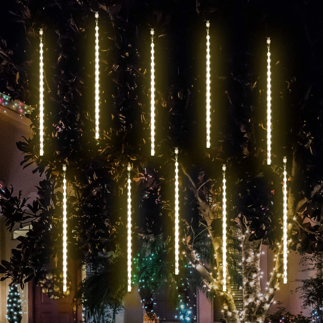 LED Meteoriet regenlichten kerst - 360 LED ijspegels,10 spiralen - 50 cm tubes - Warm Wit