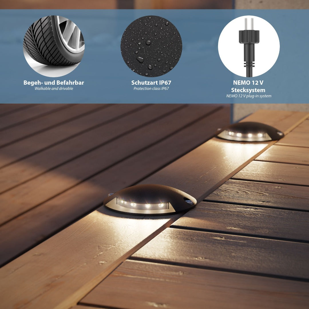 LED grondspot - Inbouw - Warm Wit - IP67 - 1 kant