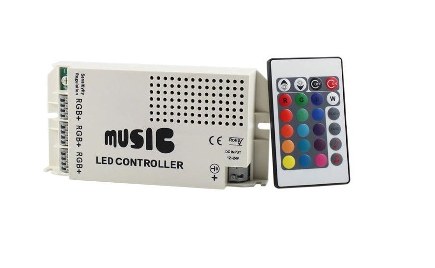 Muziekgestuurde RGB controller - Met afstandsbediening - 24 knoppen