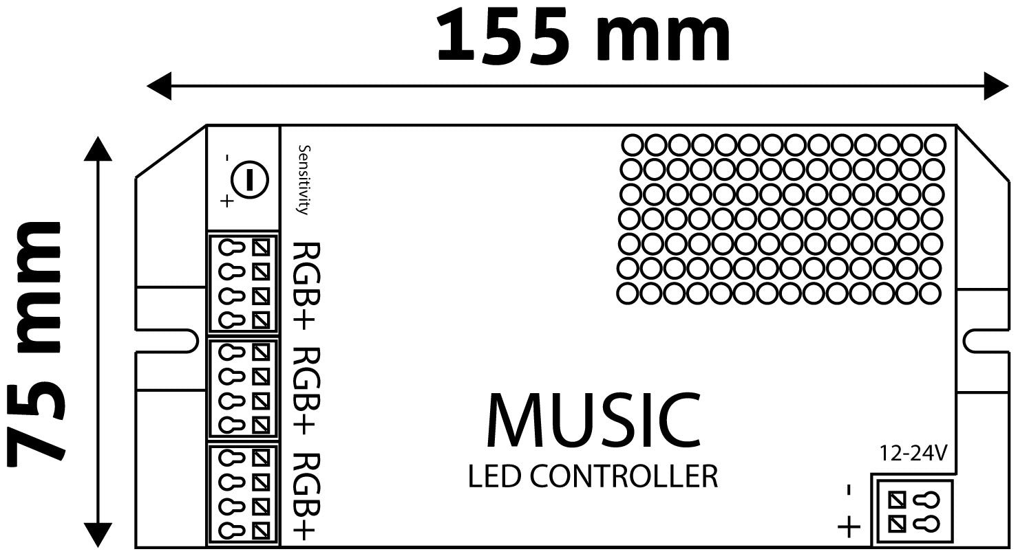 Muziekgestuurde RGB controller - Met afstandsbediening - 24 knoppen