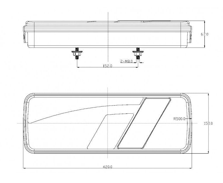 LED Achterlicht 12/24V – Links, Rechthoekig