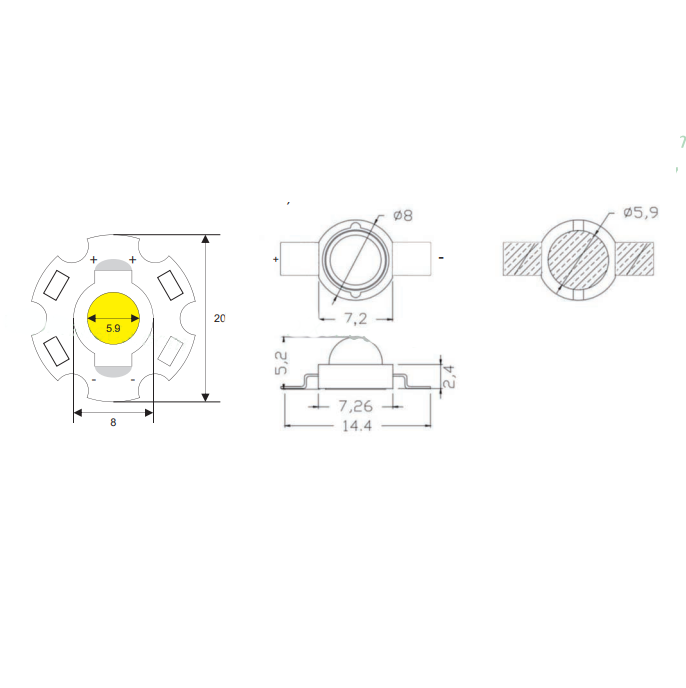 Power LED diode - Blauw - 1W