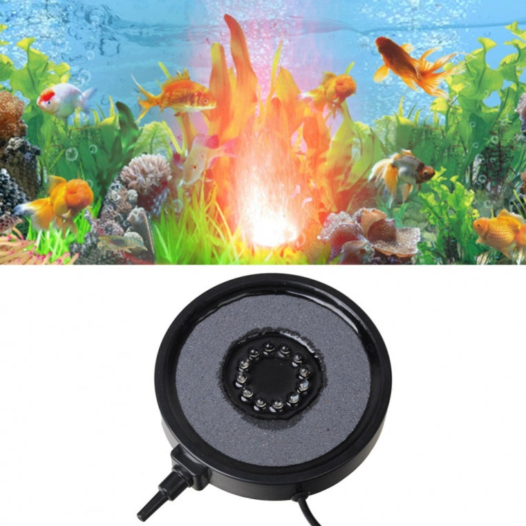 Aquarium Luchtsteen 12 gekleurde LEDs - Zwart