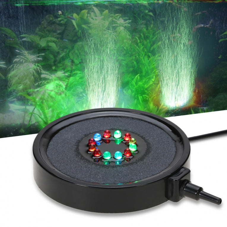 Aquarium Luchtsteen 12 gekleurde LEDs - Zwart