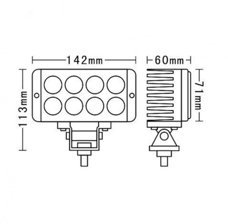 LED SPOT - 8 x 3 watt - front light - WIT - OFF-ROAD - Rectangle