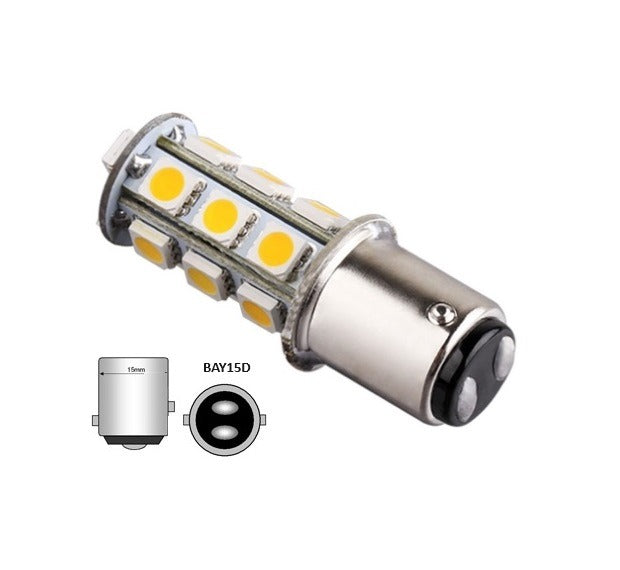 DC Marine LED - BAY15D - 18 SMD - Warm wit - 12V/24V
