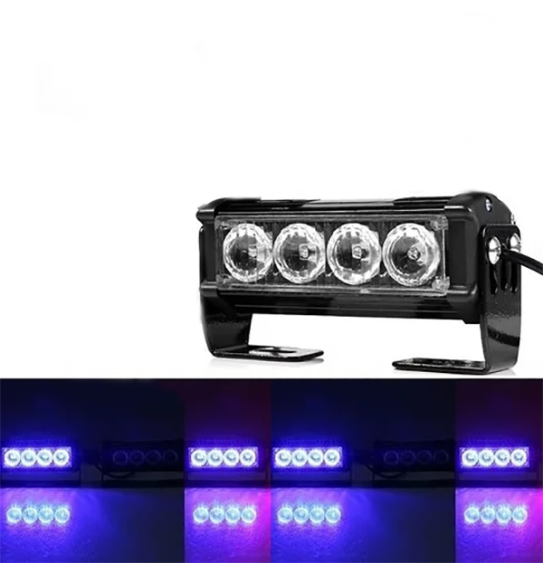Bumper flitser oplaadbaar - 4 LED - Blauw - 12V - Met sigarettenplug