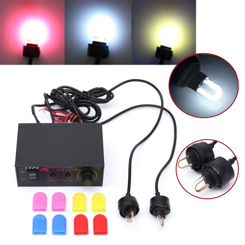 Xenon flitser set - 4 stuks - 12V - 4 kleuren