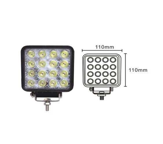 LED SPOT - 16 x 3 watt - front light - WIT - OFF-ROAD