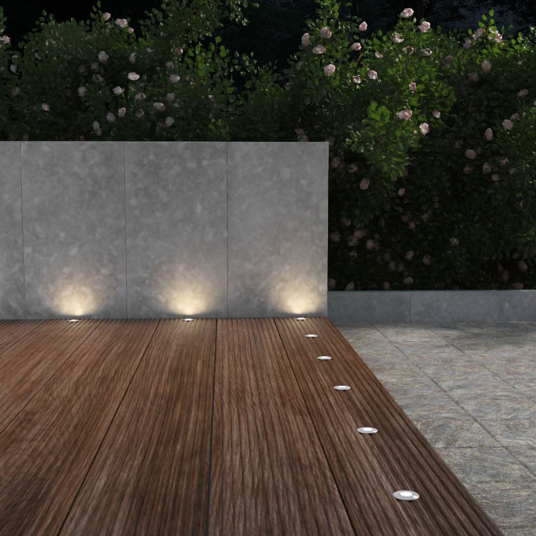 LED terrasverlichting rond - 40mm - 12V - Warm wit - Zilver