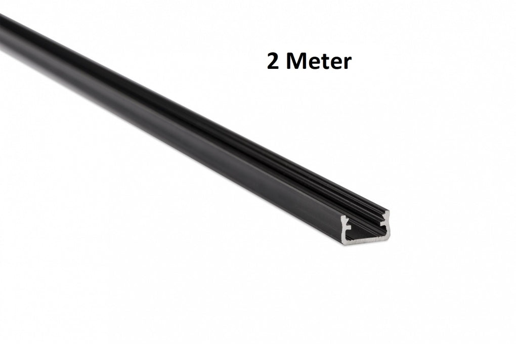 LED Profiel 2 meter - 9,3x16mm DESIGN A - ZWART