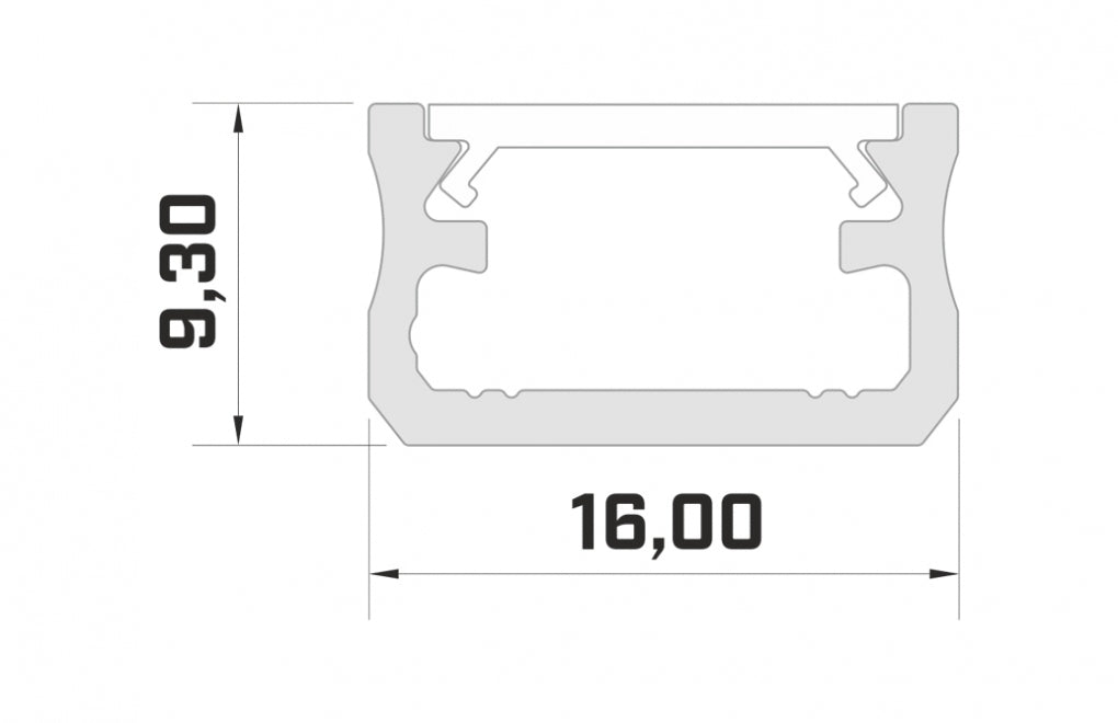 LED Profiel 2 meter - 9,3x16mm DESIGN A - ZWART