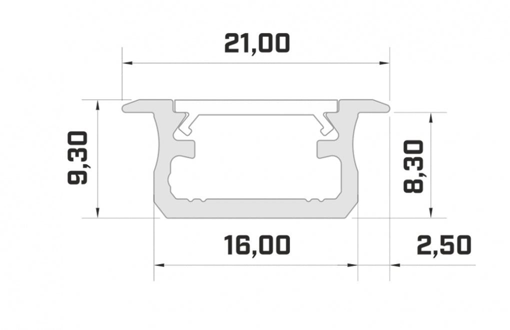 LED Profiel 1 meter - Inbouw 9,3mm DESIGN B - WIT