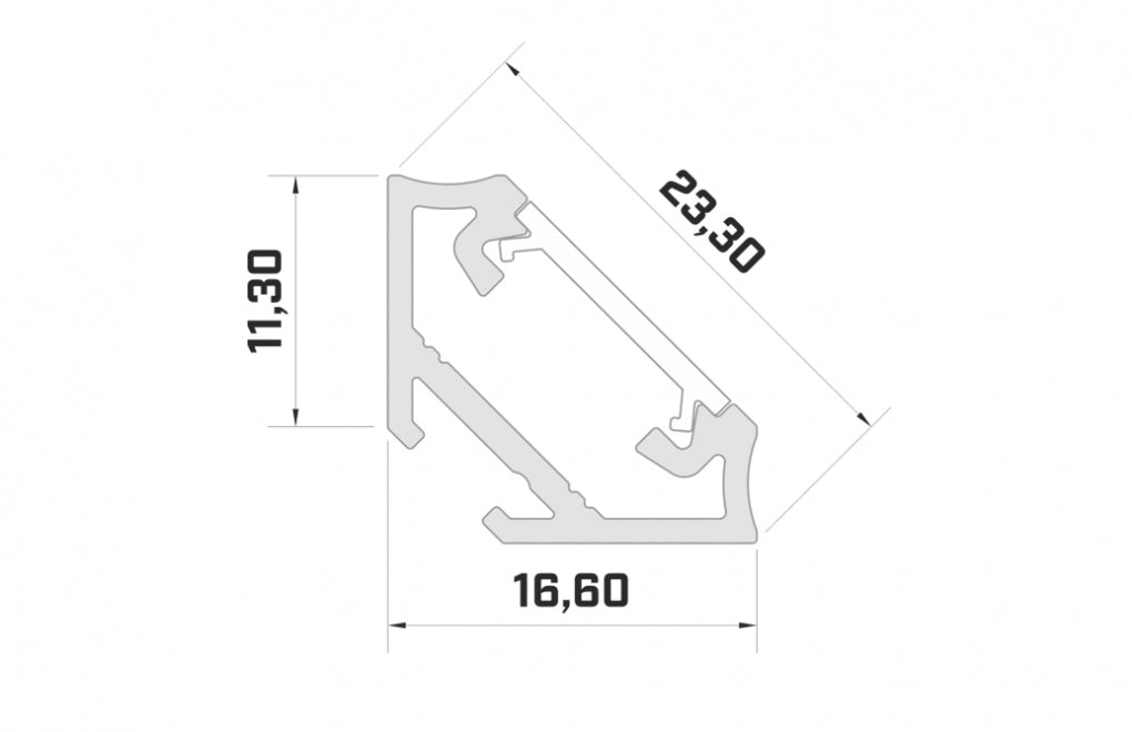 LED Profiel 2 meter - 23mm HOEK DESIGN C - WIT