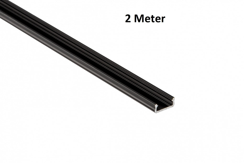 LED Profiel 2 meter - 6.3x16mm DESIGN D - ZWART