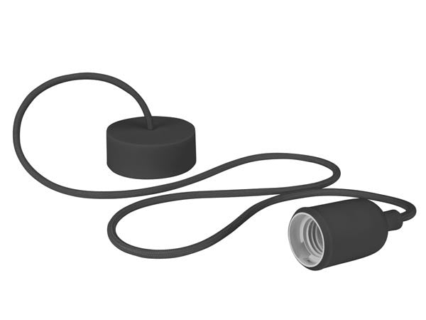Design lamphouder met E27 fitting + Plafond Rozet - 1 Meter - Zwart