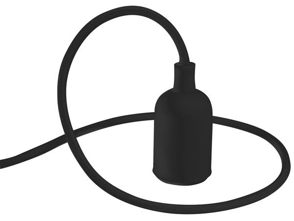 Design lamphouder met E27 fitting + Plafond Rozet - 1 Meter - Zwart