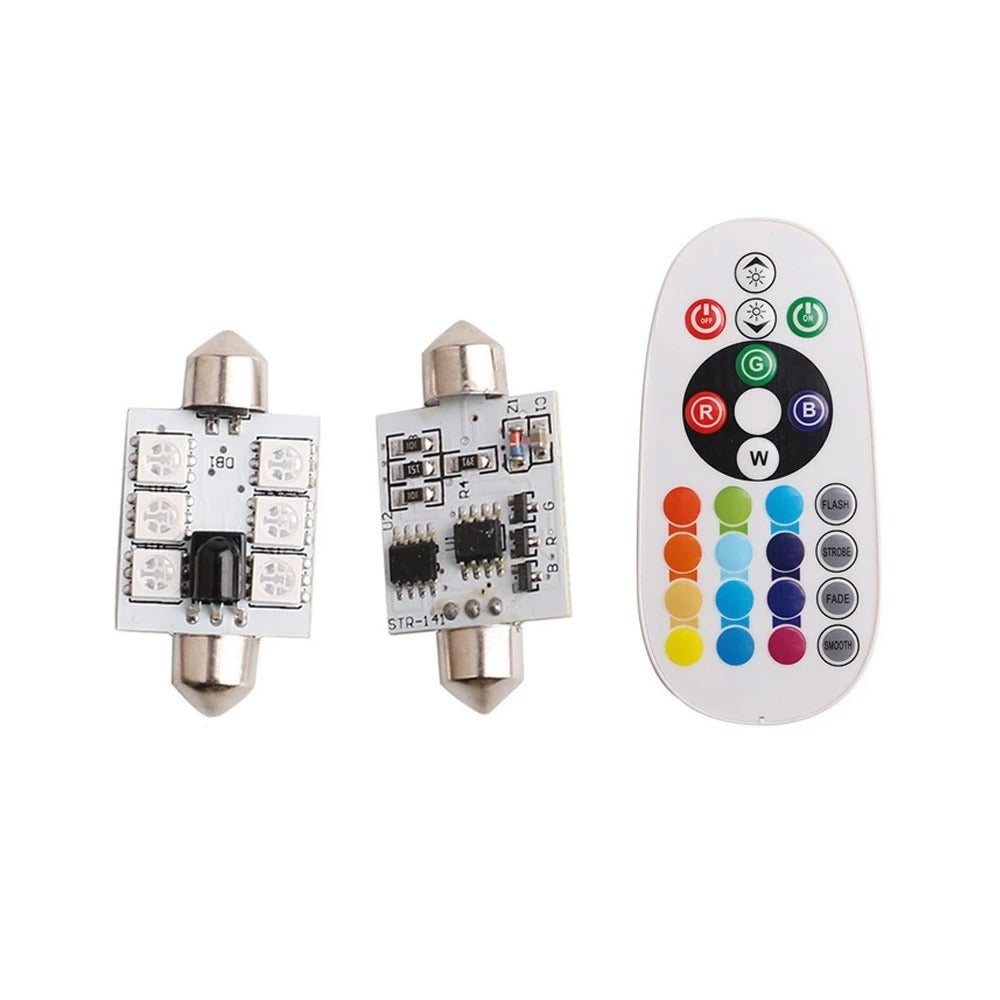 RGB Dome - 36mm LED - 6SMD - Met afstandsbediening - 12V - 2 stuks