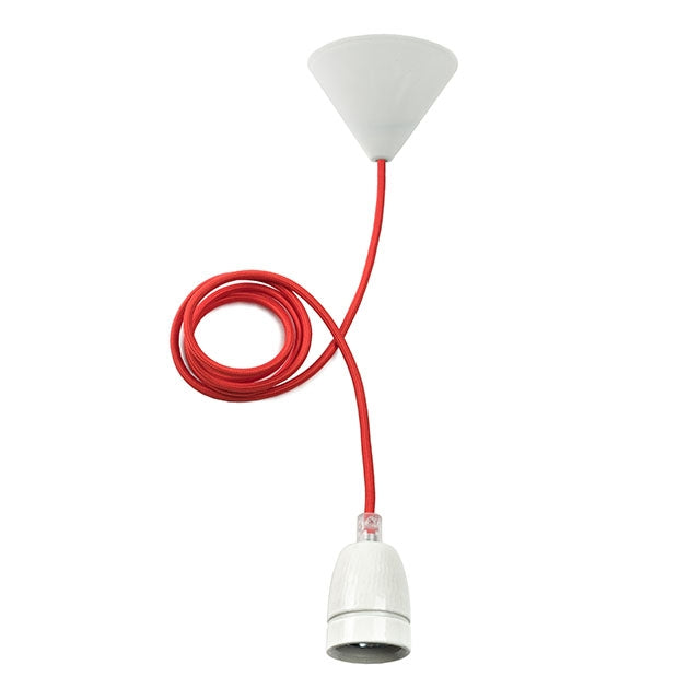 Pendel met E27 fitting - Met nylon kabel - Rood