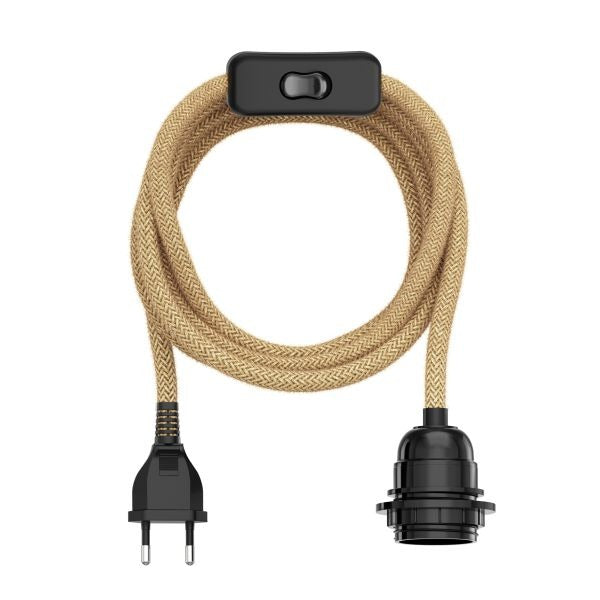 E27 hanglamp - 3 meter - Met schakelaar - Touw