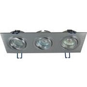 Inbouw 3x LED spot GU10 - aluminium - rechthoek armatuur - geborsteld - zilver/zilver