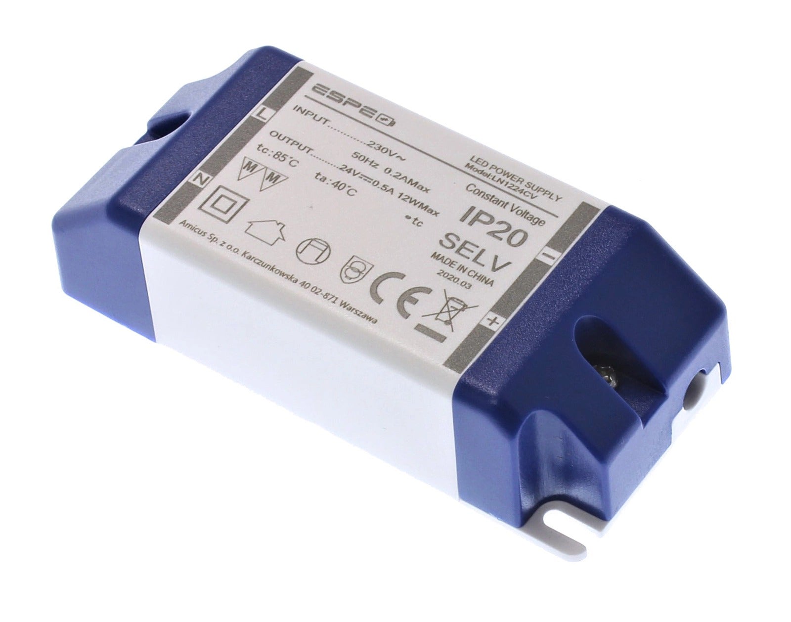 LED voeding - 24 Volt - 0.5A - 12W - ESPE 