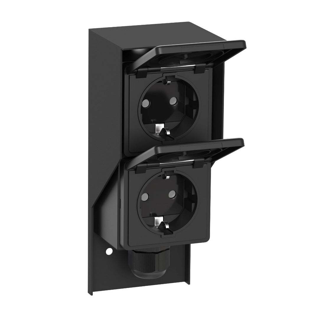 Wandcontactdoos - Tweevoudig - RVS - IP44