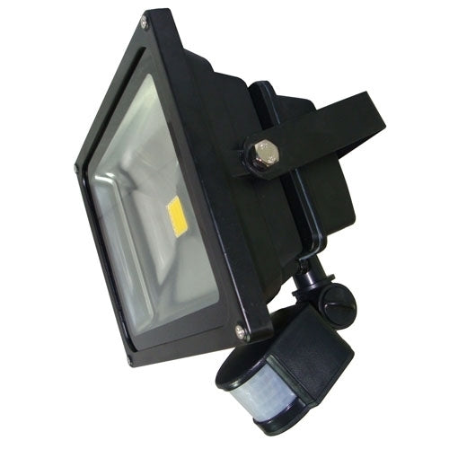50W LED / PIR Schijnwerper Koud Wit IP65 zwarte behuizing
