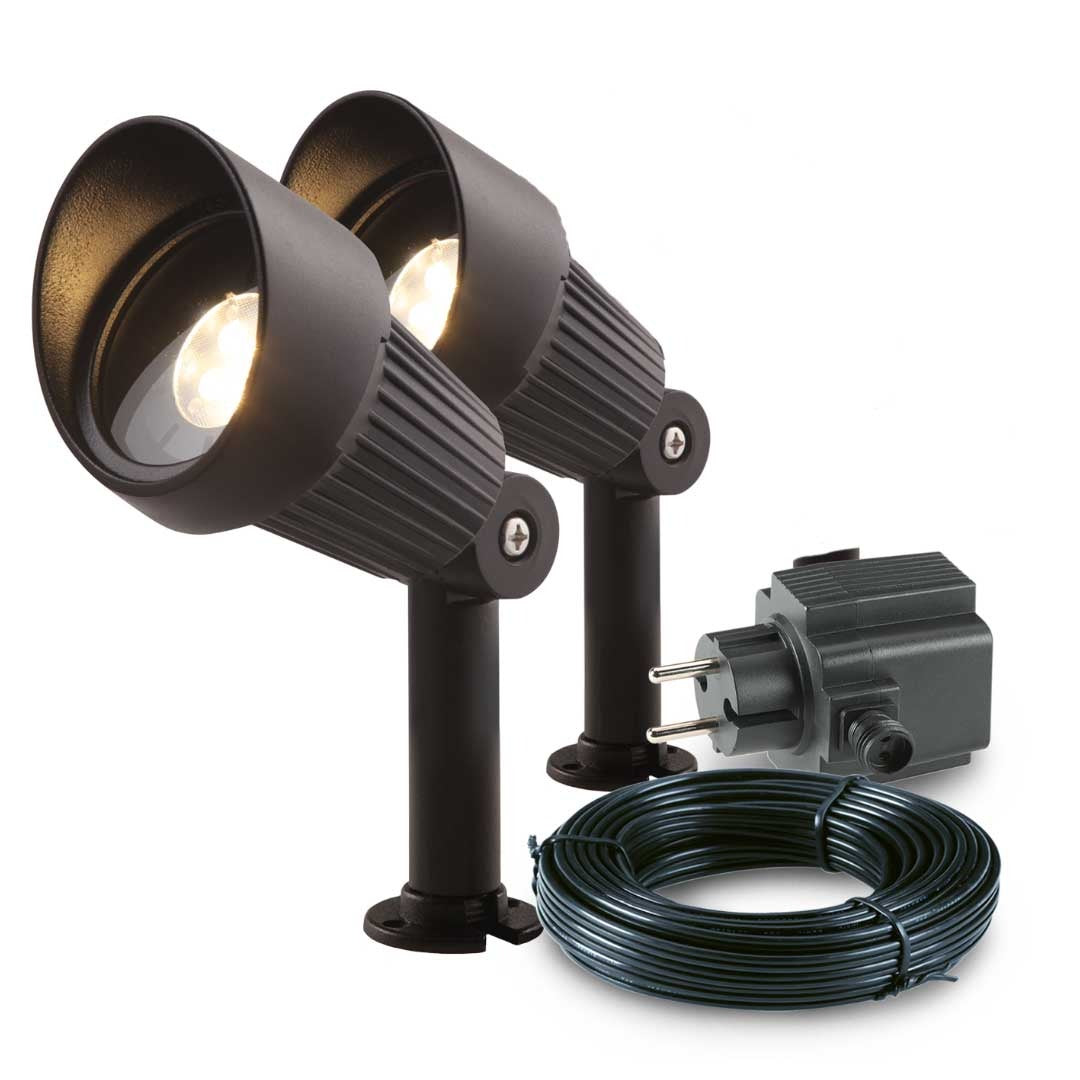 2x LED grond spot - 12V - 3 watt - complete set