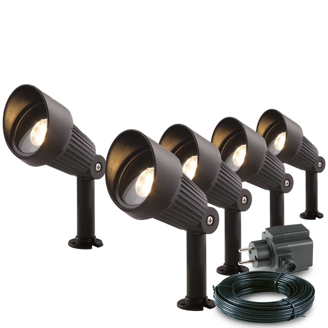 5x LED grond spot - 12V - 3 watt - complete set