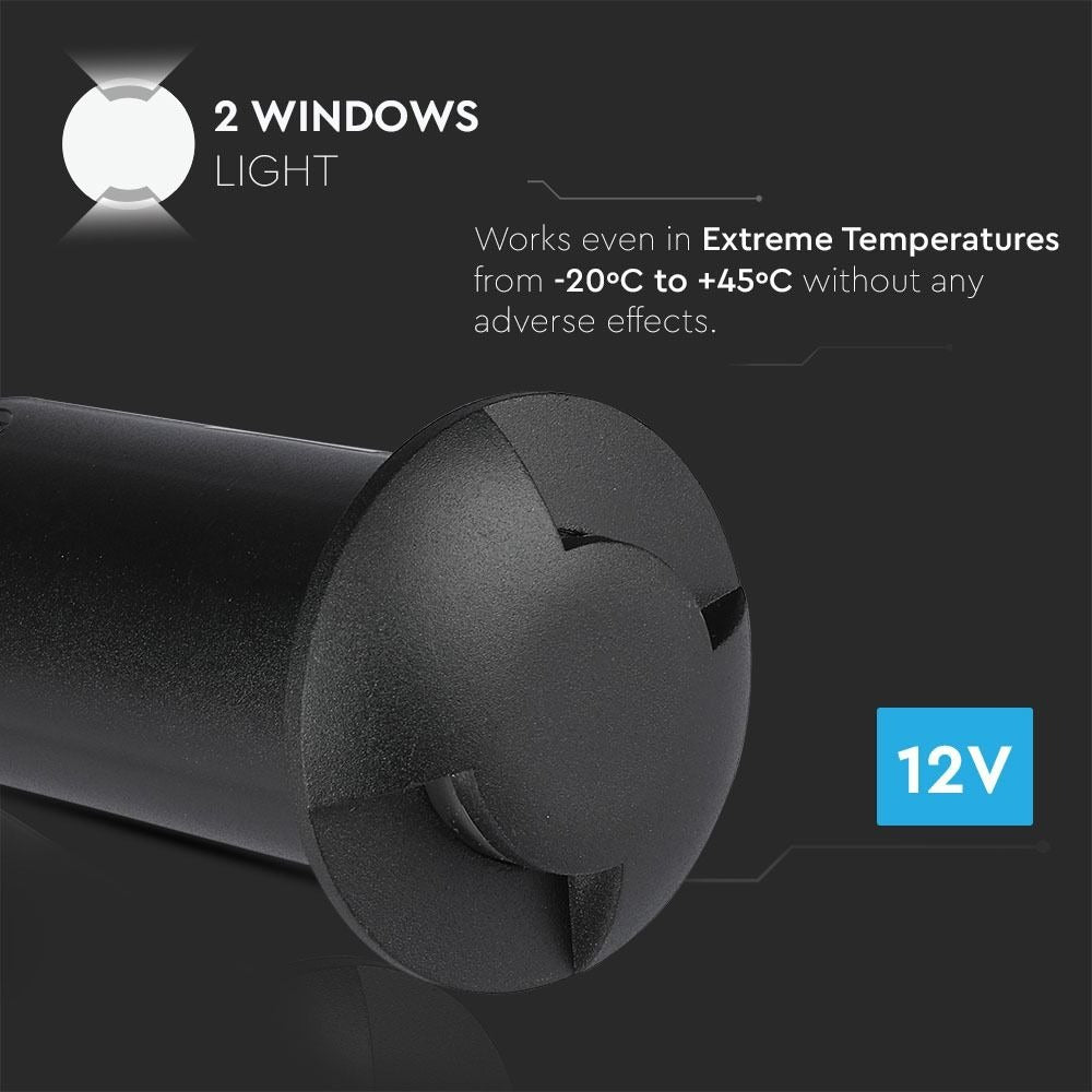 Grondspot 2 kanten - zwarte uitvoering - 12 Volt tuin verlichting - koud wit - IP67