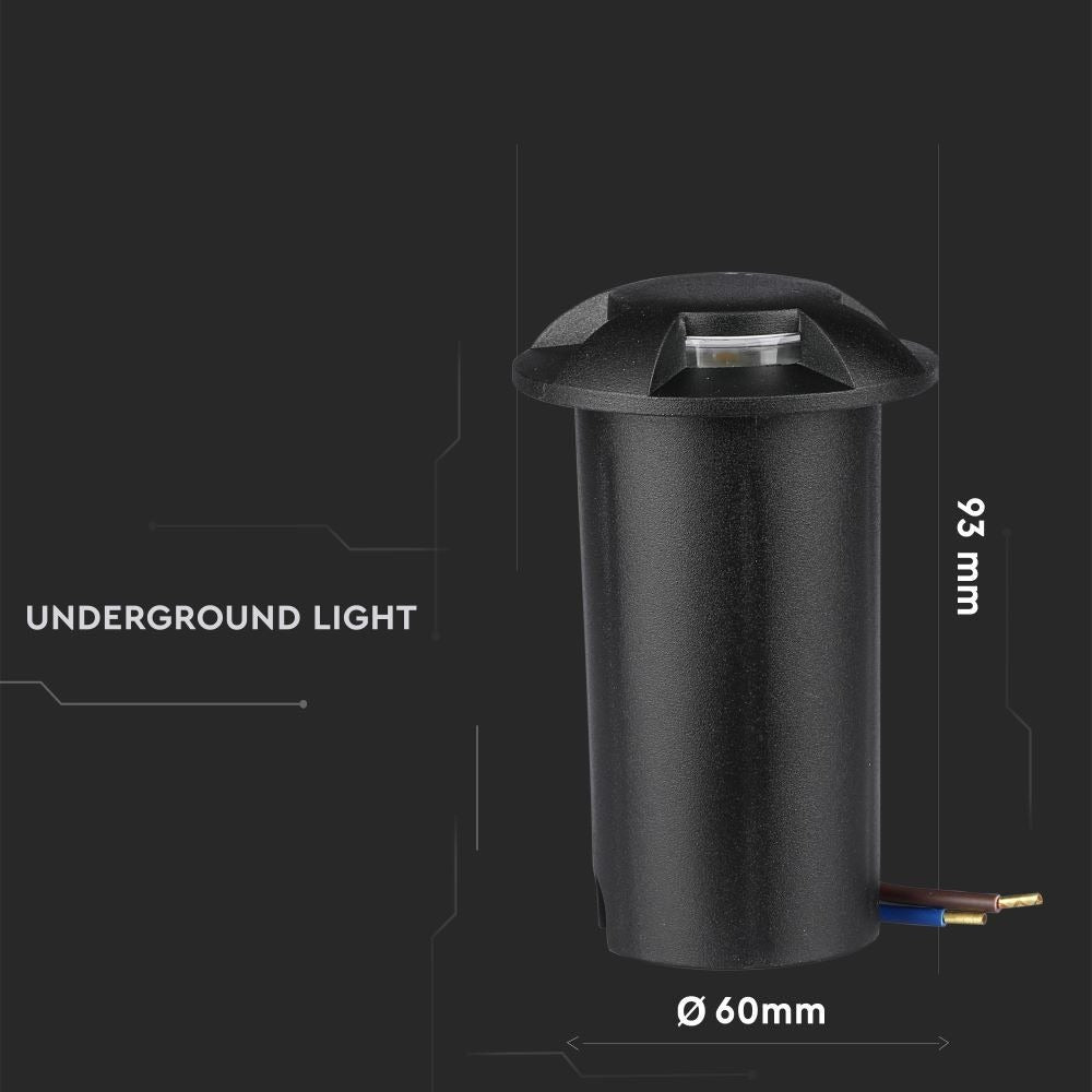 Grondspot 4 kanten - zwarte uitvoering - 12 Volt tuin verlichting - koud wit - IP67