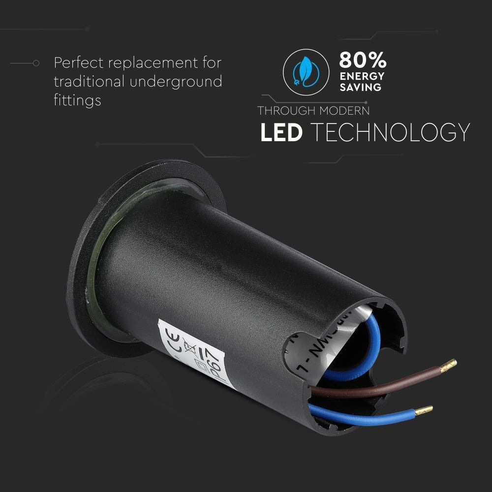 Grondspot 4 kanten - zwarte uitvoering - 12 Volt tuin verlichting - koud wit - IP67