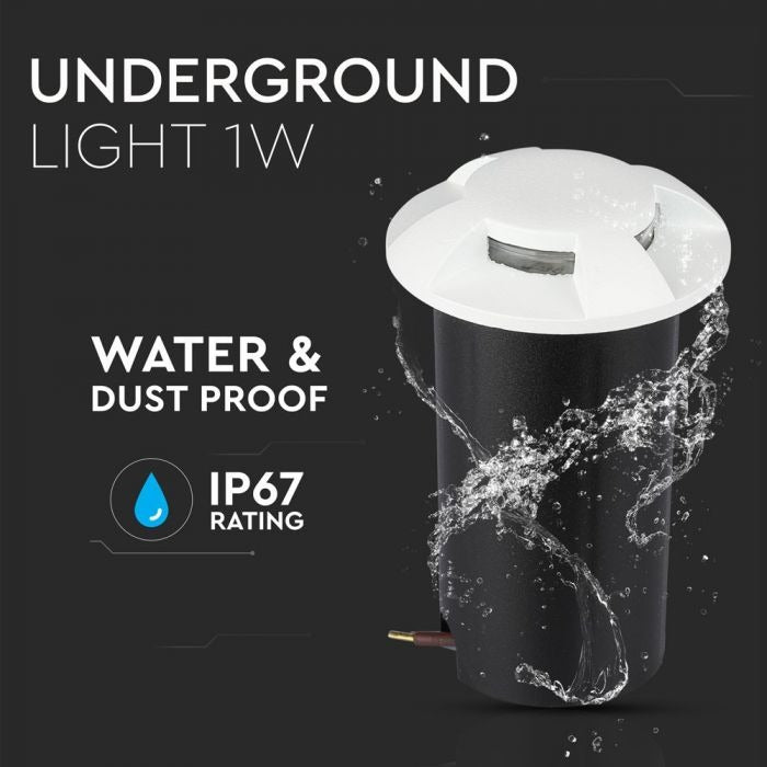 Grondspot 4 kanten - witte uitvoering - 12 Volt tuin verlichting - koud wit - IP67