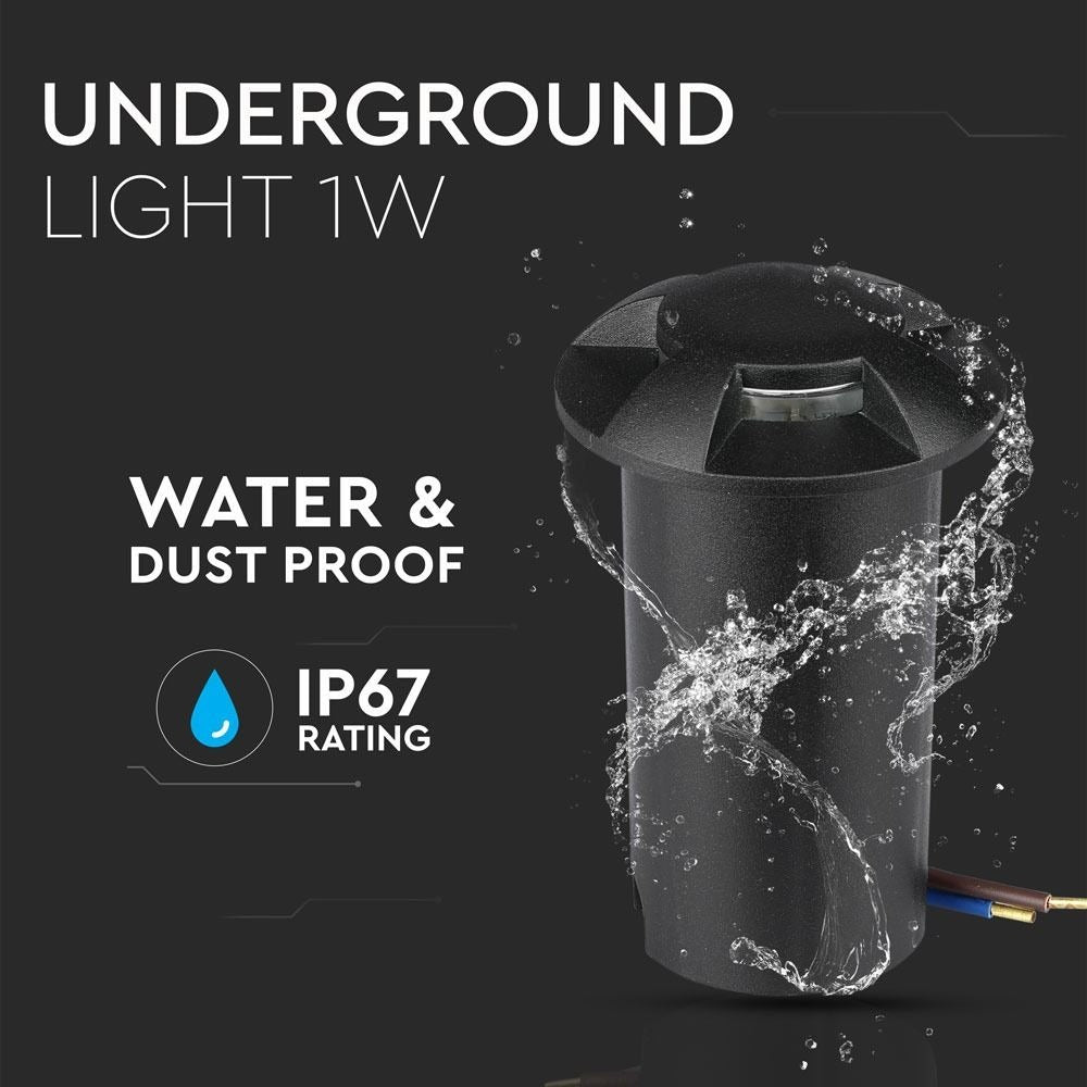 Grondspot 4 kanten - zwarte uitvoering - 12 Volt tuin verlichting - warm wit - IP67