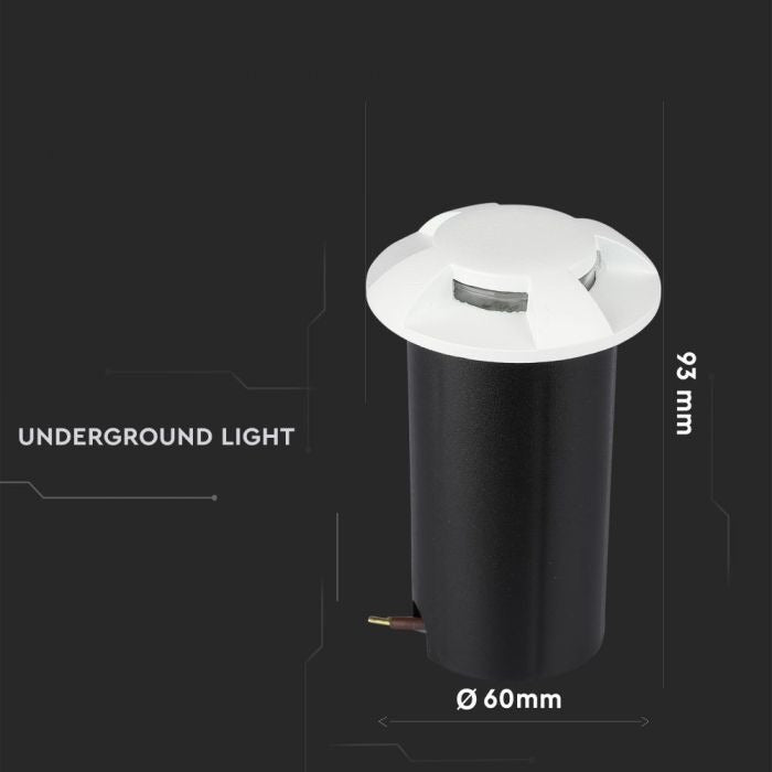 Grondspot 4 kanten - witte uitvoering - 12 Volt tuin verlichting - koud wit - IP67