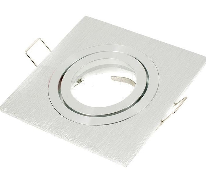 Inbouw armatuur GU10 - aluminium - vierkant armatuur - geborsteld - zilver/zilver 92mm Premium