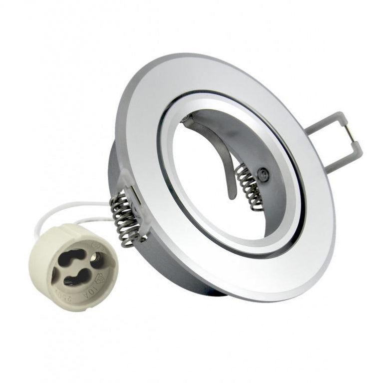 Inbouw spot GU10 - aluminium - rond armatuur - geborsteld - zilver/zilver 95mm