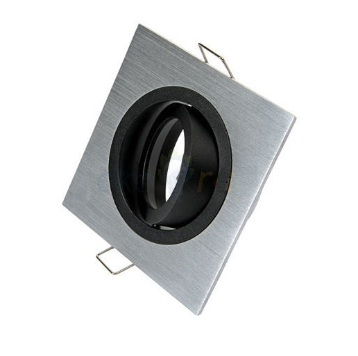 Inbouw armatuur GU10 - aluminium - vierkant armatuur - geborsteld - zilver/zwart 92mm Premium