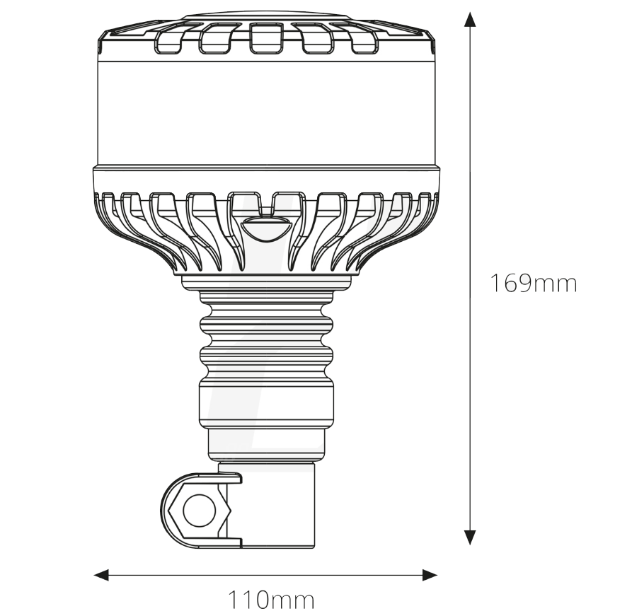 LED dak zwaailamp - Oranje - 16 LED - Flex beugel - Doorzichtige lens