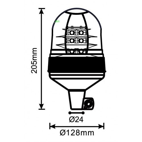 ORANJE dakzwaailicht - 18 LED - R10 / R65 - Beugel bevestiging