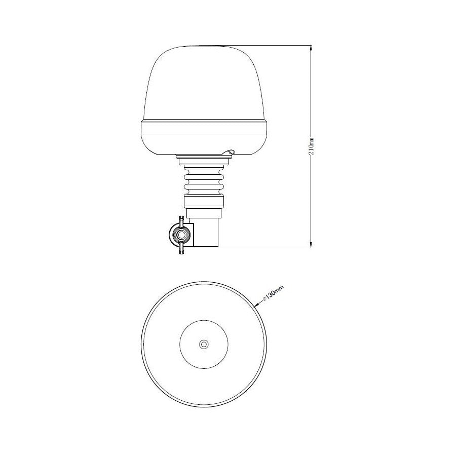 ORANJE dak zwaailicht - 10 LED - R10 / R65 - Beugel bevestiging
