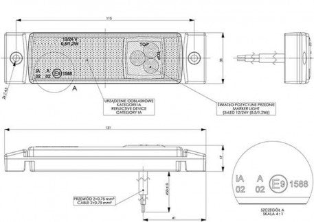Zijmarkeringslicht 12/24V LED - Wit LD-127 L1045