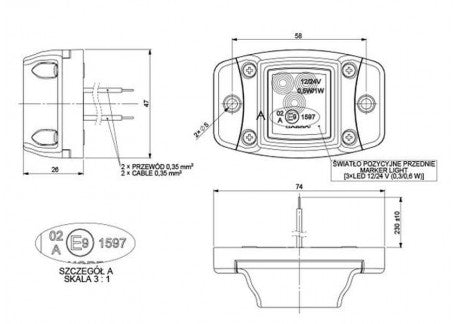 Zijmarkeringslicht 12/24V LED - Wit LD437 L0003