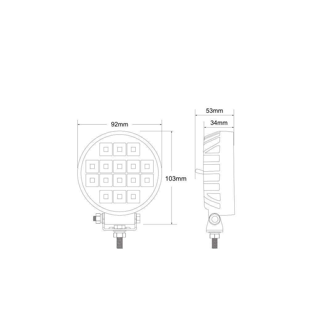 LED SPOT - 16 LED - 16W - Ingebouwde schakelaar - Rond