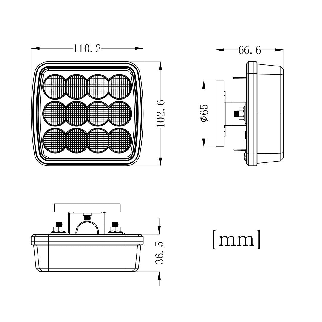 Oranje flitser- 12 LED - 5W - R65 R10 E-keurmerk - Magnetisch