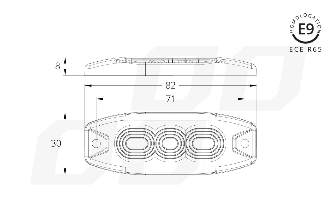 LED flitser - R65 - 19 flits patronen - 3-LED - Oranje - 12-24 Volt - IP67