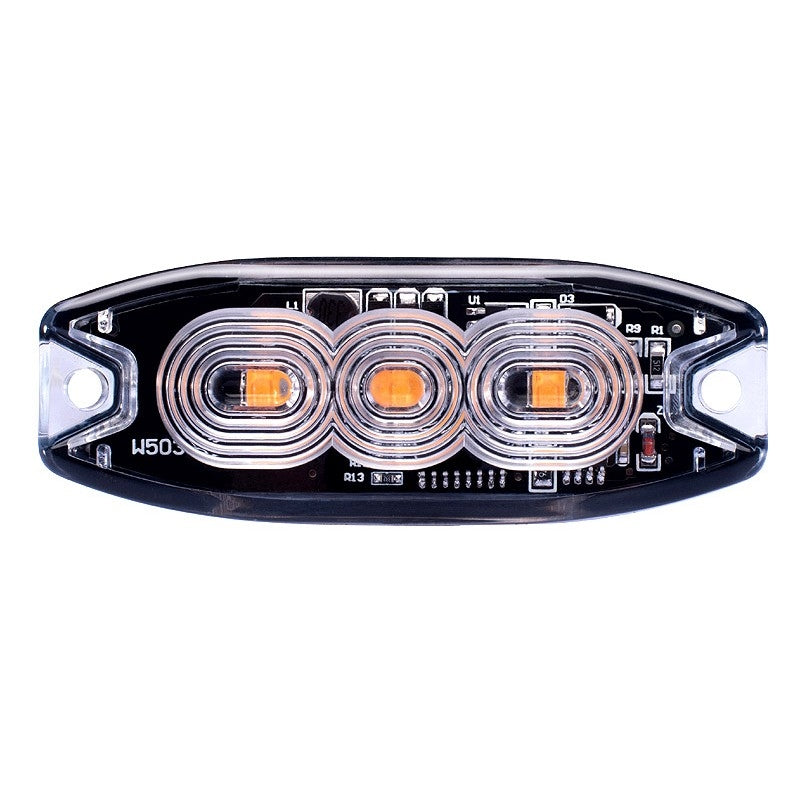 Ultra slim 3-LED Oranje flitser - R65 / R10 certificering E-markering